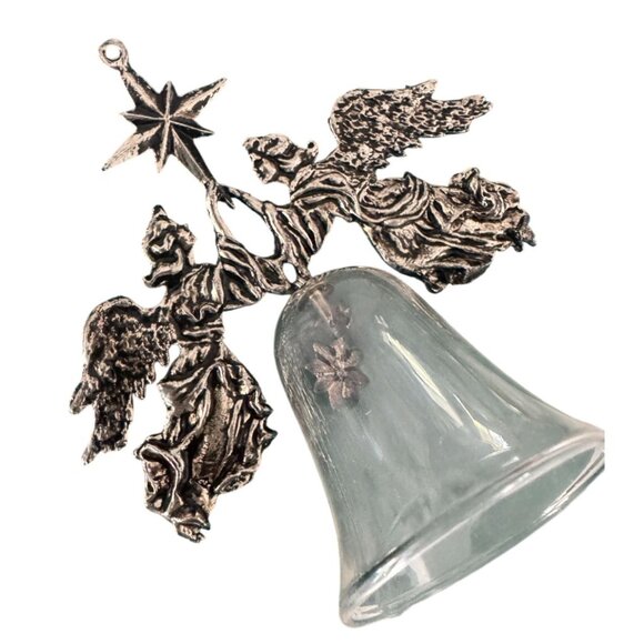 Hallmark Limited Edition Silver Plated Angels Atop Lead Crystal Bell - Picture 1 of 3